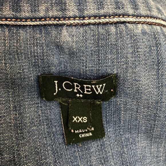 J. Crew Chambray Denim Button Down Top Shirt Women's Size XXS Pocket - Picture 7 of 8